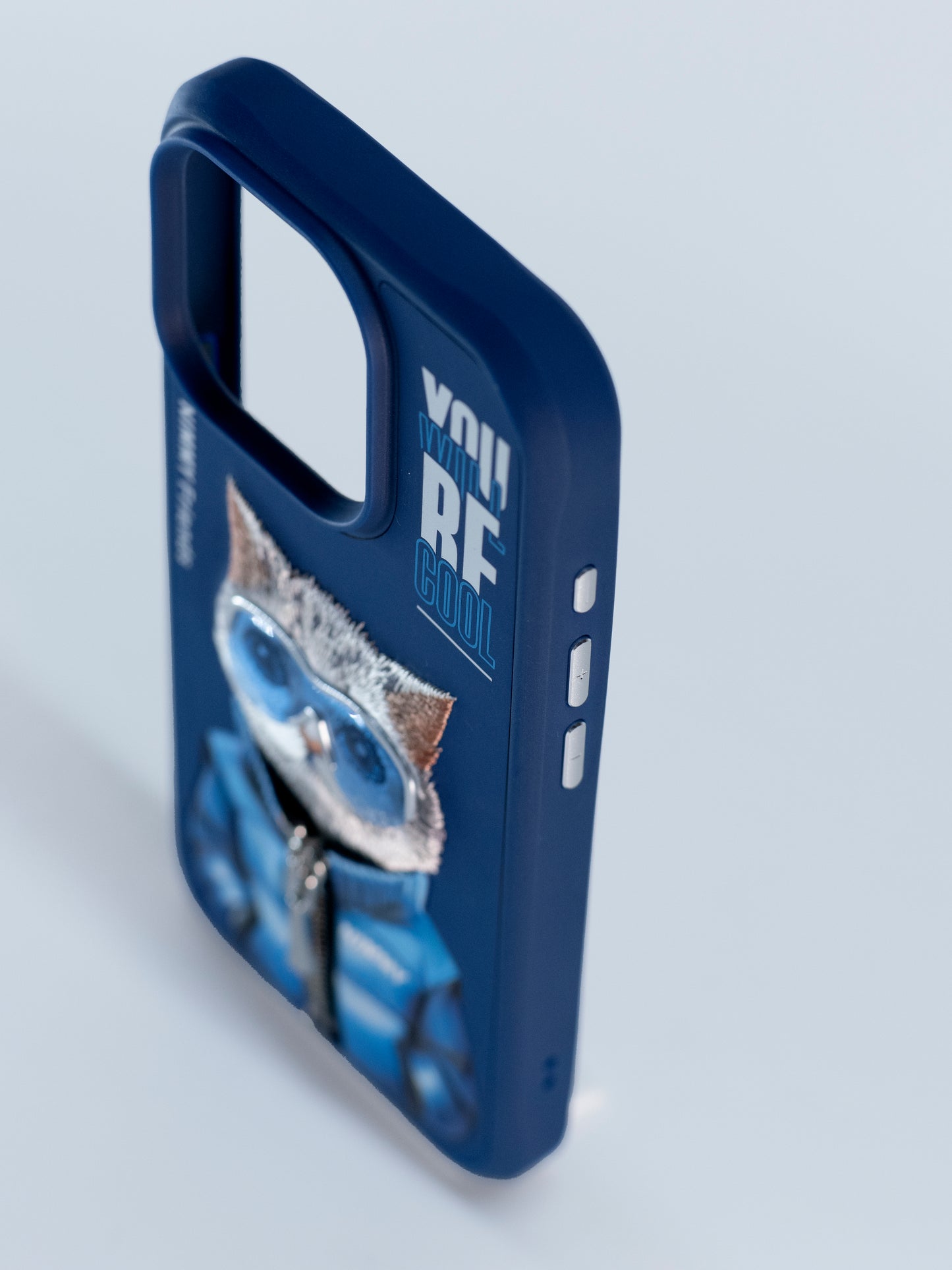 Embroidery Animal Jacket Series Cat Case for iPhone 15 (Navy Blue)