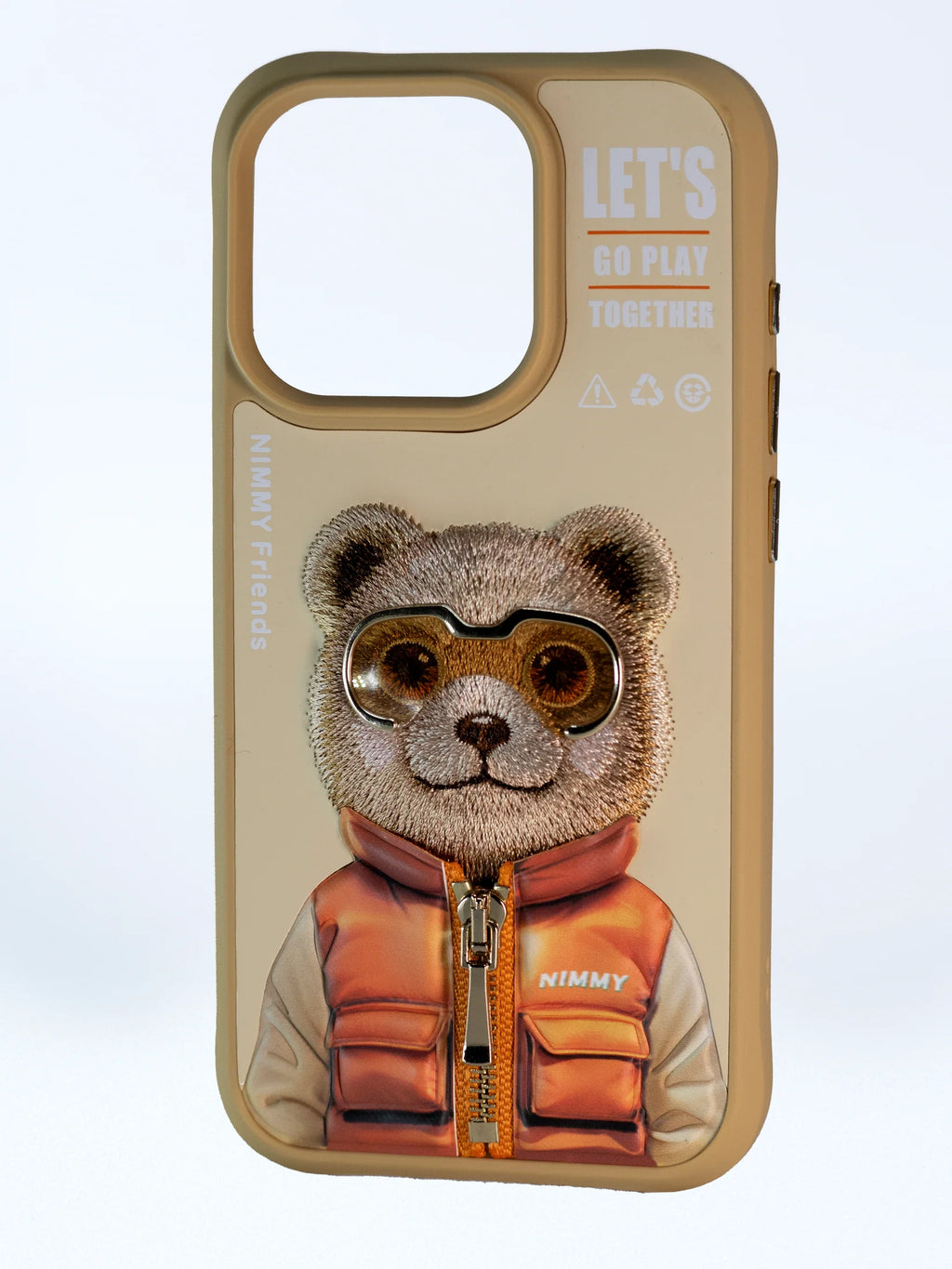 iPhone 15 Pro Max Embroidery Jacket Series Case Cover - Teddy (Yellow)