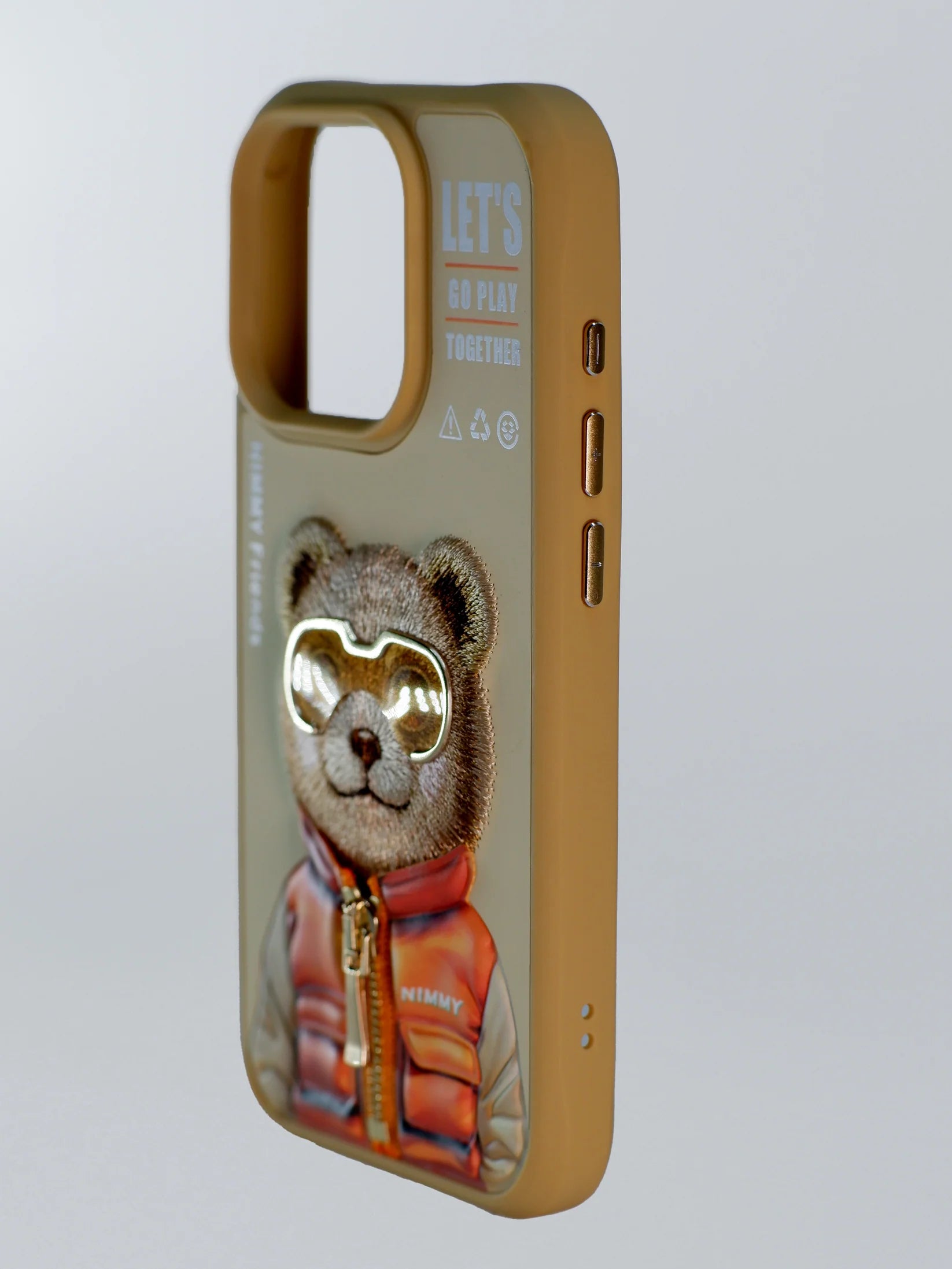 iPhone 15 Pro Max Embroidery Jacket Series Case Cover - Teddy (Yellow)